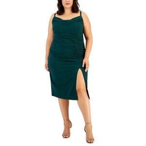 EMERALD SUNDAE Plus Size Draped Dark Green Midi Dress NWT